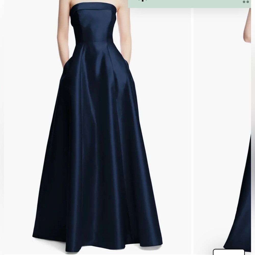 ALFRED SUNG Strapless Cuff Satin Gown